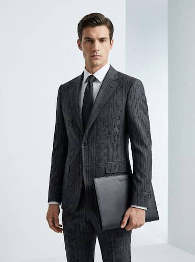 AI-rendered suit with complex textures and patterns