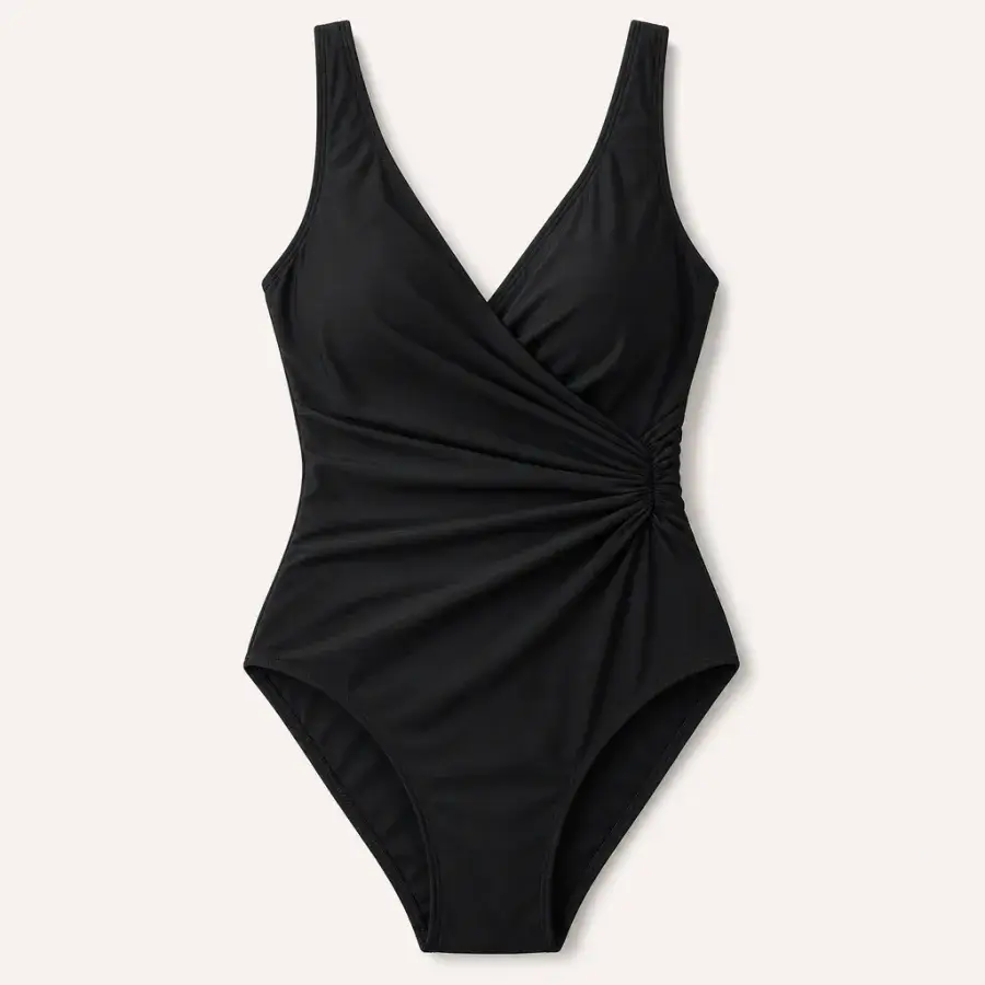 Elegant black one-piece swimsuit, product photo