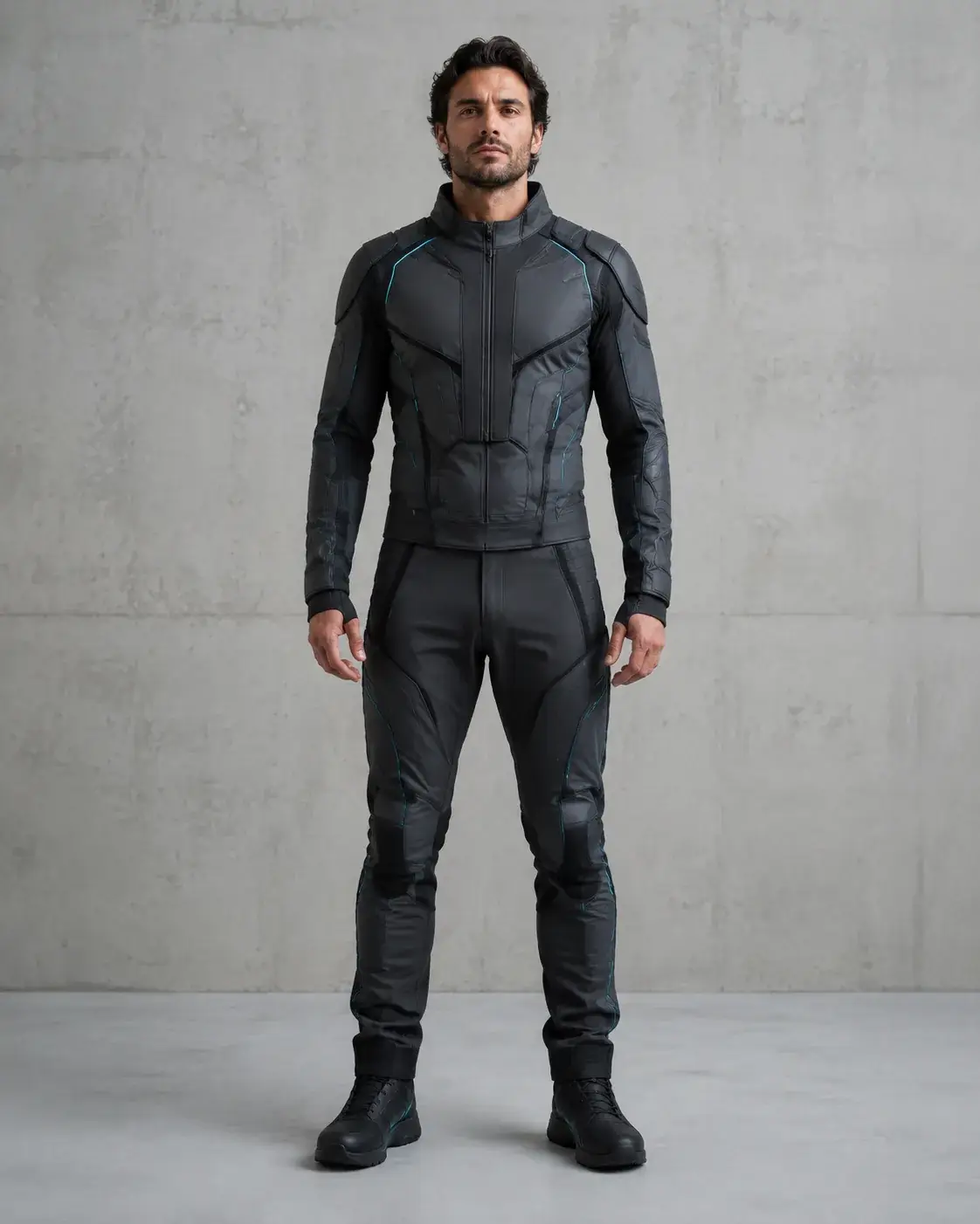 Adult man wearing an original graphite technology hero suit
