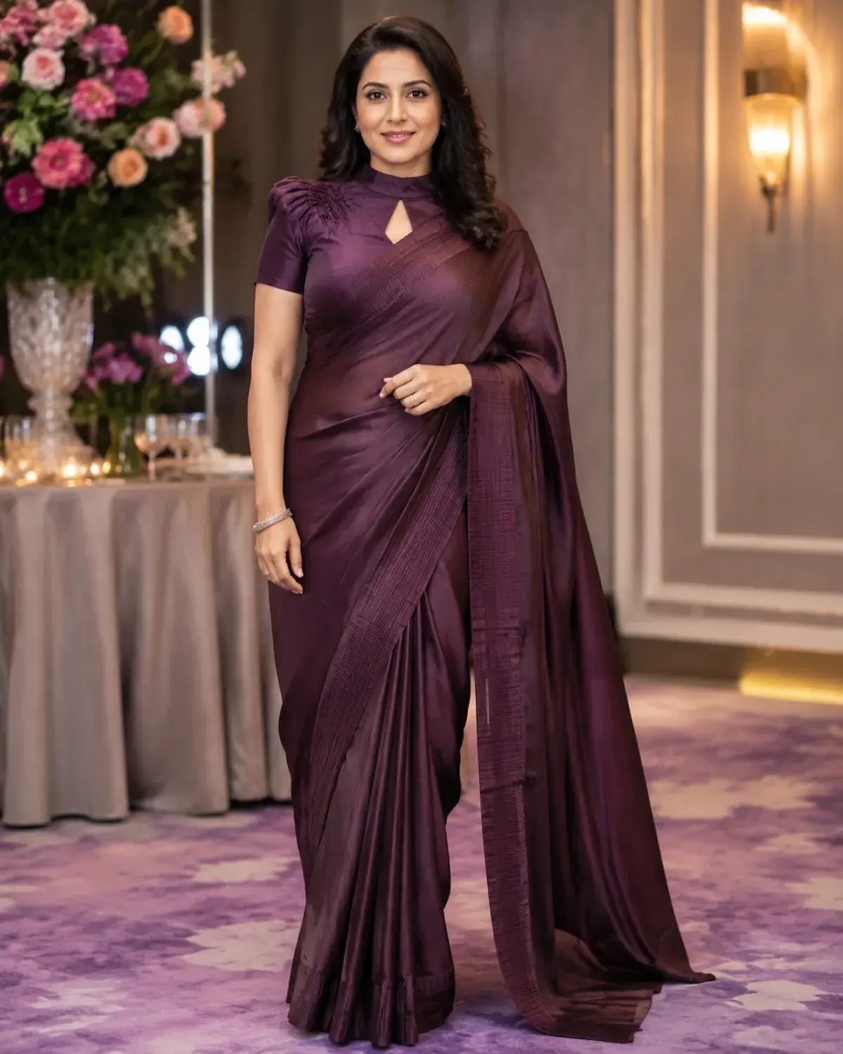 Adult wearing an original contemporary formal saree concept