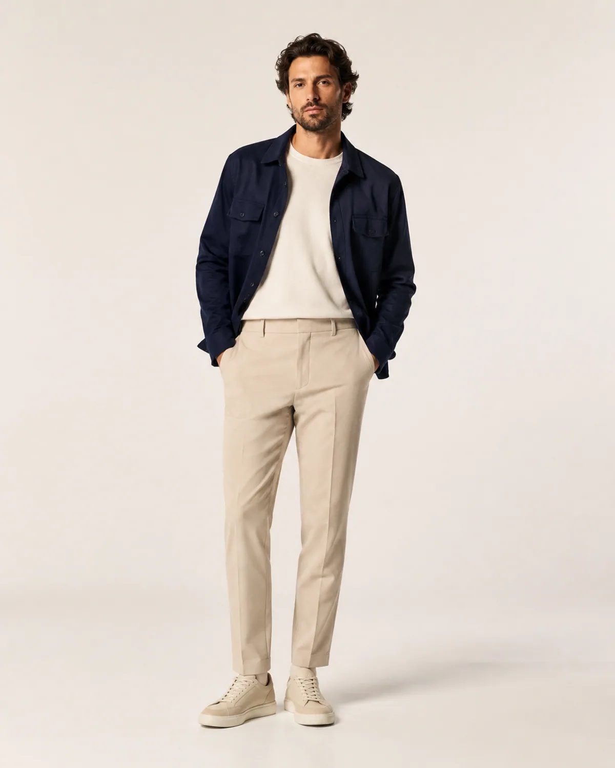 Adult fashion model wearing an original editorial streetwear outfit